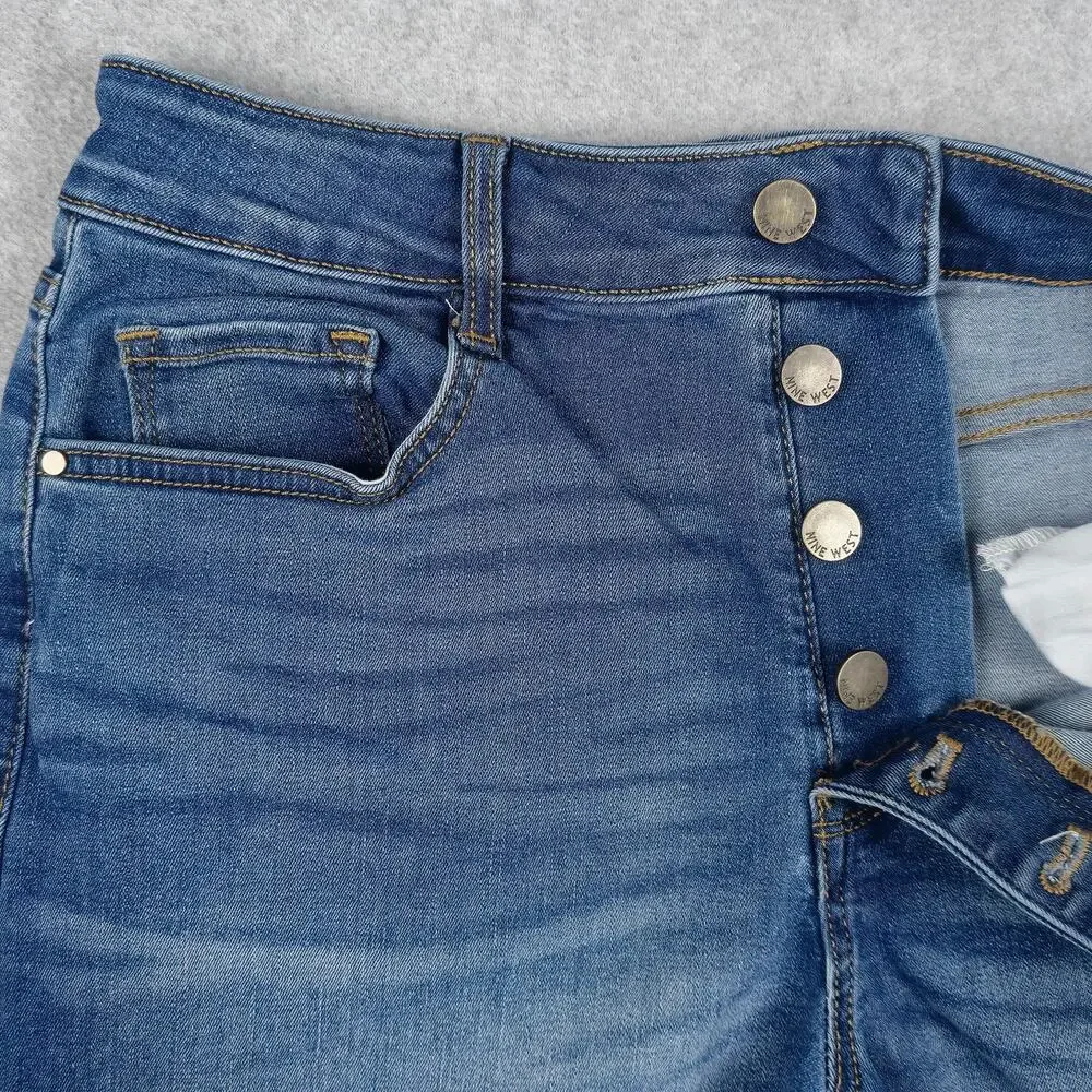 Nine West Womens Size 8 Button Fly Denim Shorts 28" Waist - Picture 4 of 12
